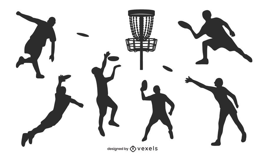 Diseño de silueta de jugadores de golf de disco Diseño de silueta de jugadores de golf de disco