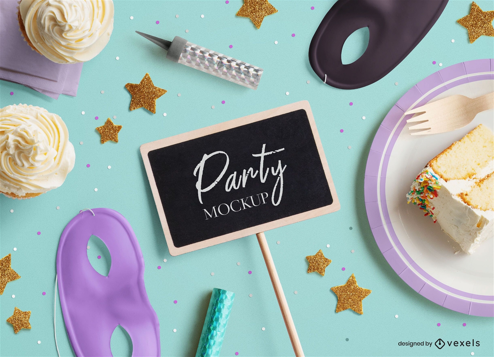 Party chalkboard mockup composition