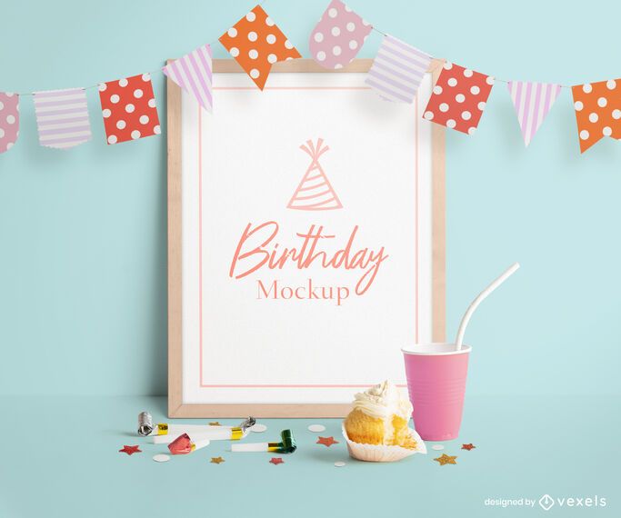Birthday frame mockup psd composition Birthday frame mockup psd composition
