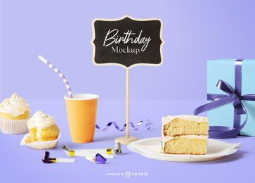 Mini chalkboard birthday mockup composition