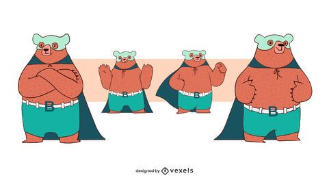 Bear superhero character set