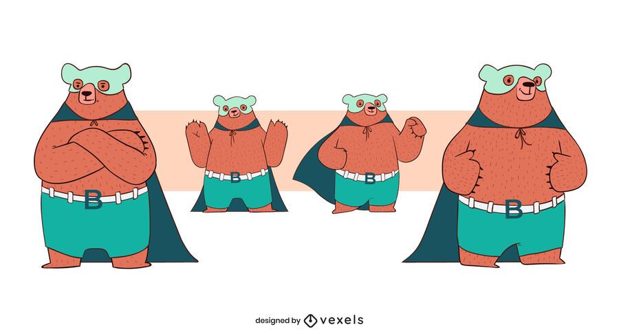 Bear superhero character set Bear superhero character set