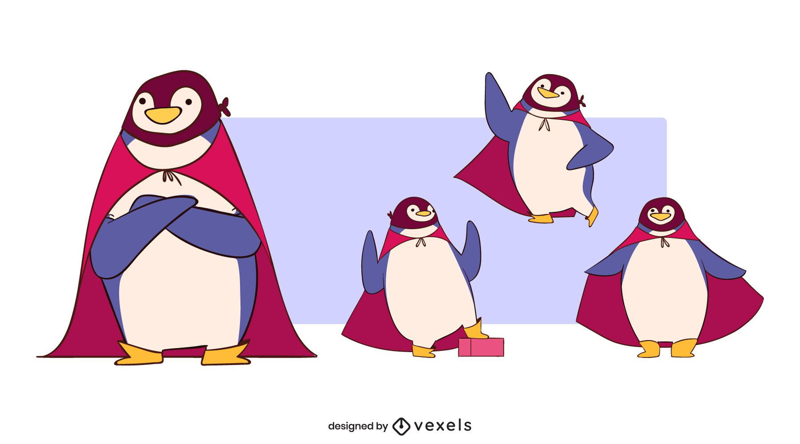 Conjunto de caracteres de superhéroe pingüino