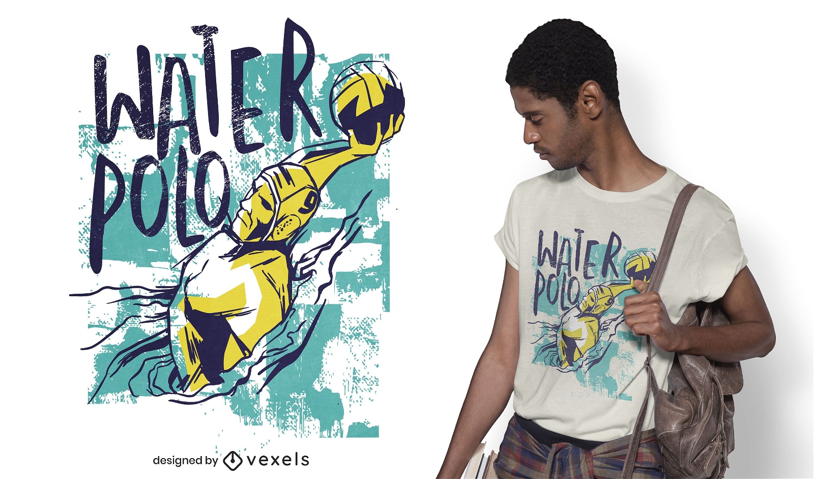 Design de camiseta grunge para jogador de pólo aquático