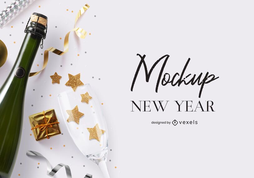 New year party mockup composition psd New year party mockup composition psd