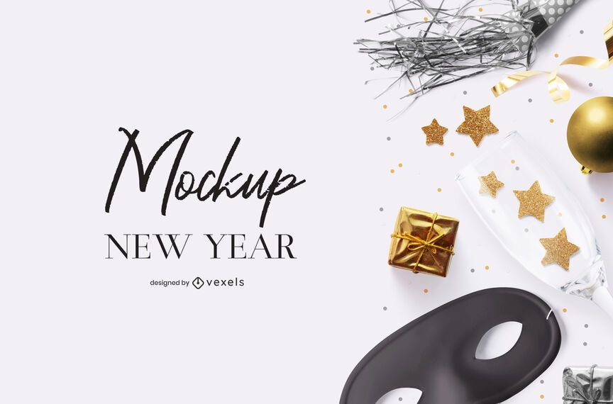 New year party psd mockup composition New year party psd mockup composition