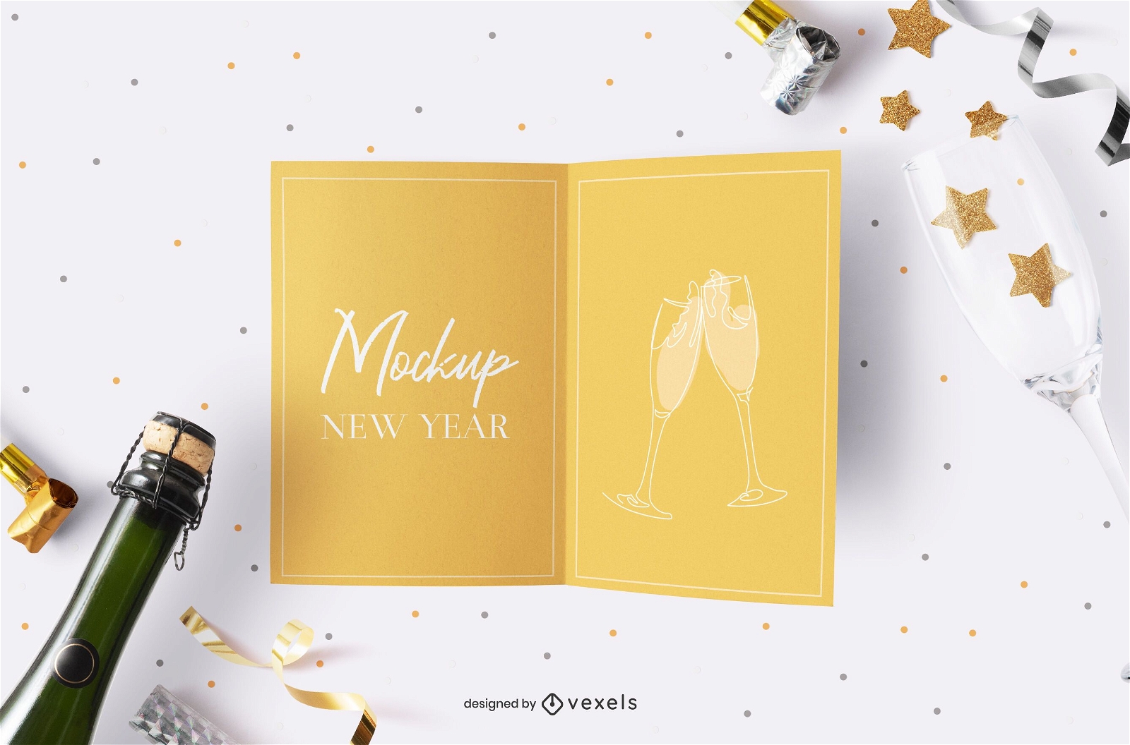 Composición de maqueta de tarjeta de fiesta de año nuevo