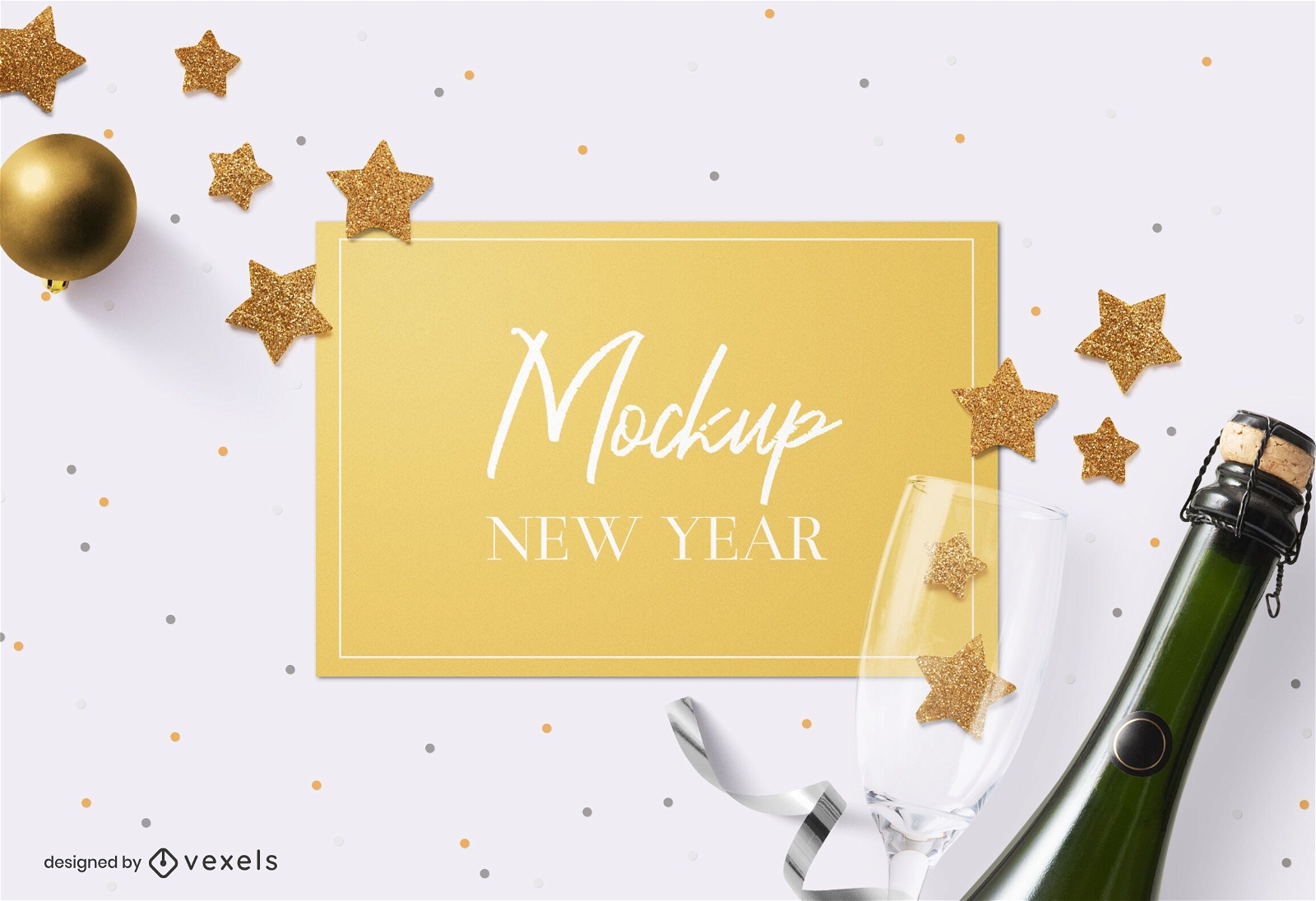 New year's card mockup composition