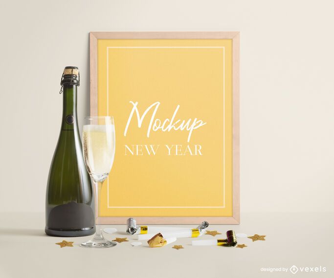 New year poster mockup composition New year poster mockup composition
