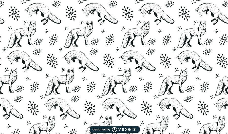 Hand drawn foxes pattern design Hand drawn foxes pattern design