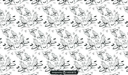 Fox hand drawn pattern design