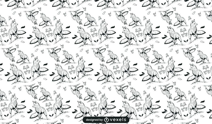 Fox hand drawn pattern design Fox hand drawn pattern design