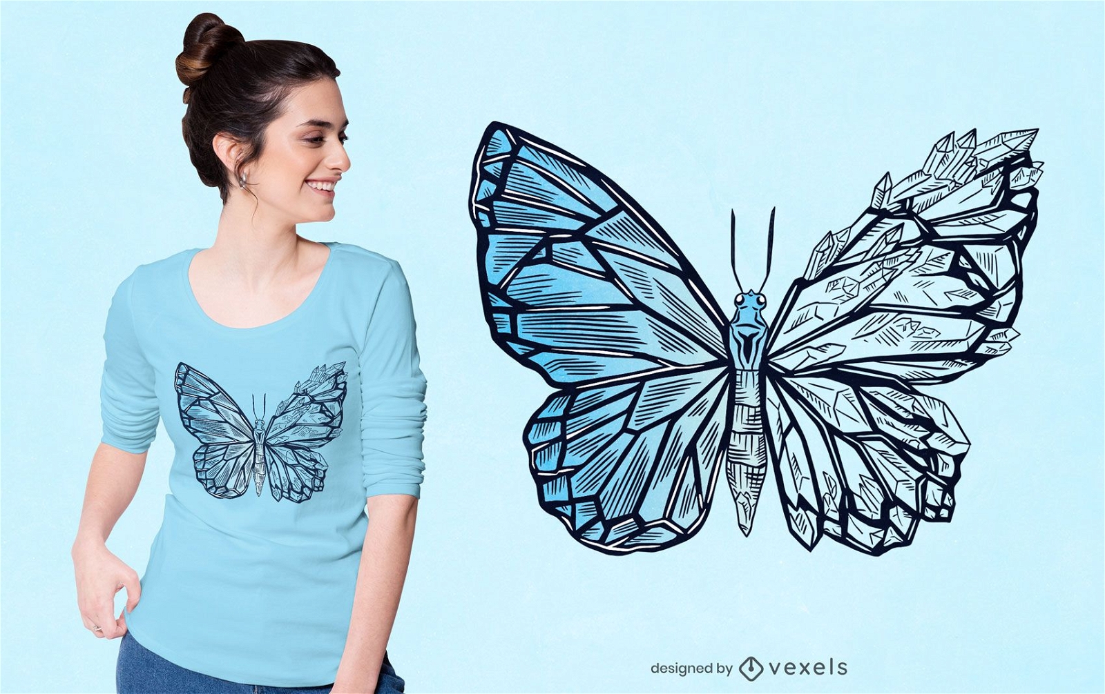 Crystal butterfly t-shirt design