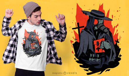 Diseño de camiseta plague doctor cementerio