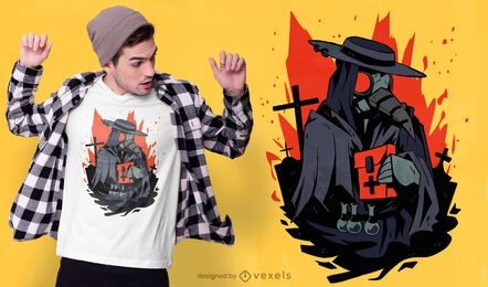 Plague doctor graveyard t-shirt design