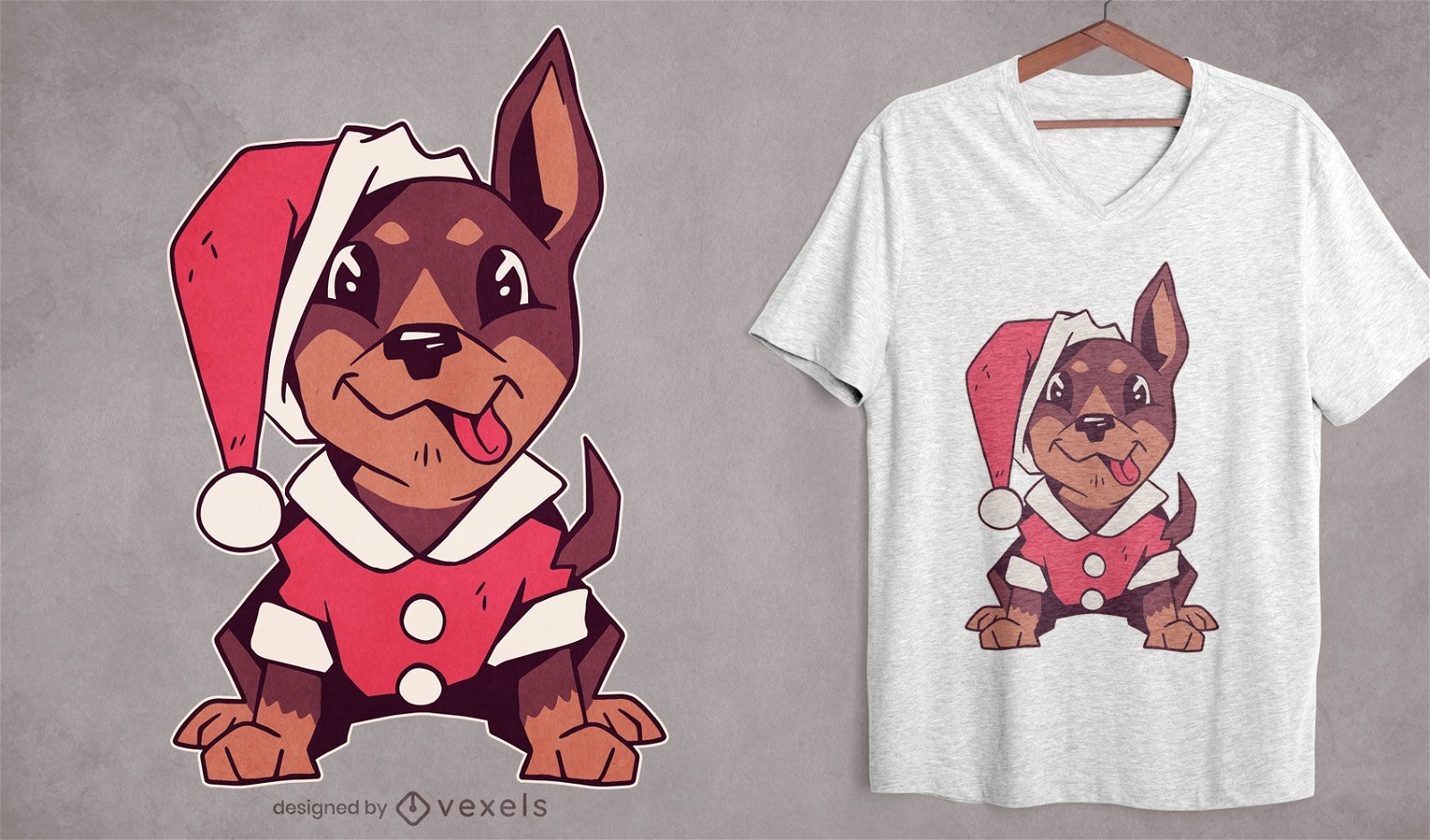 Design fofo de t-shirt de cachorrinho de natal