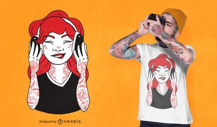 Design de t-shirt de menina tatuada