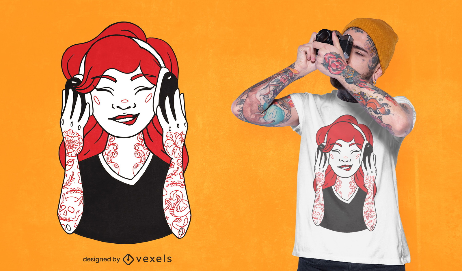 Download Tattooed Girl T-shirt Design - Vector Download