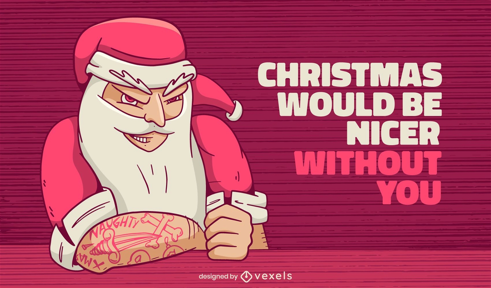 Tough Santa Illustration Design