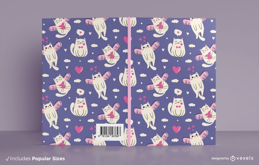 Diseño de portada de libro de gatos de San Valentín Diseño de portada de libro de gatos de San Valentín