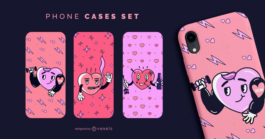Anti valentines hearts phone cases set Anti valentines hearts phone cases set