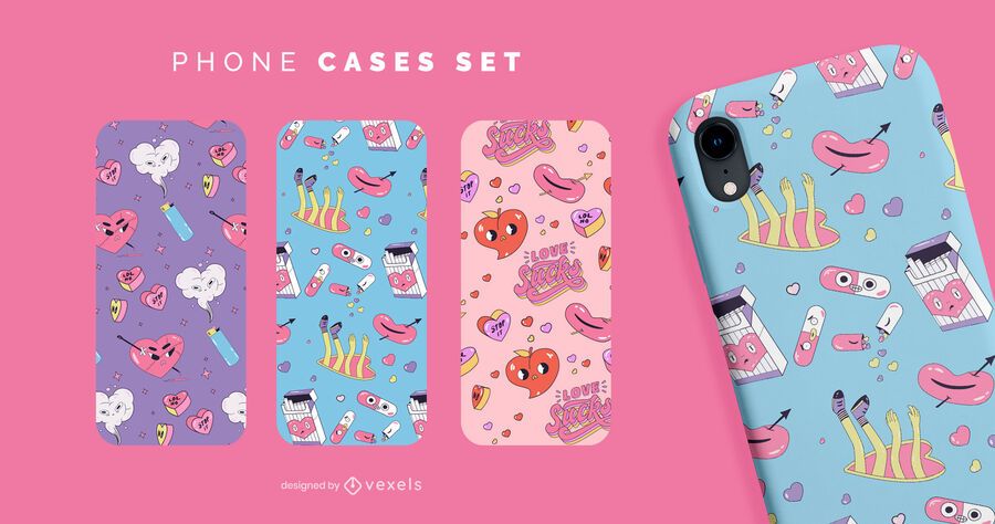 Conjunto de fundas de teléfono divertidas anti valentines Conjunto de fundas de teléfono divertidas anti valentines