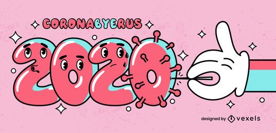 Bye covid anti new year illustration