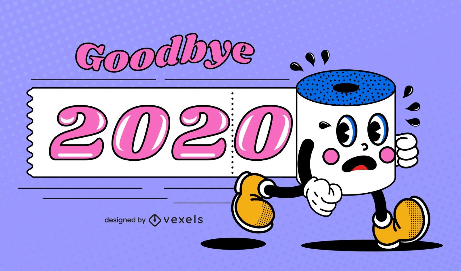 Goodbye 2020 funny illustration