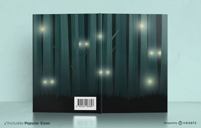 Diseño de portada de libro de noche de bosque