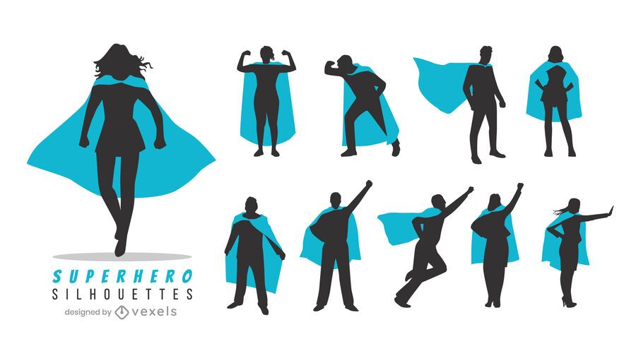 Superhero silhouette set Superhero silhouette set