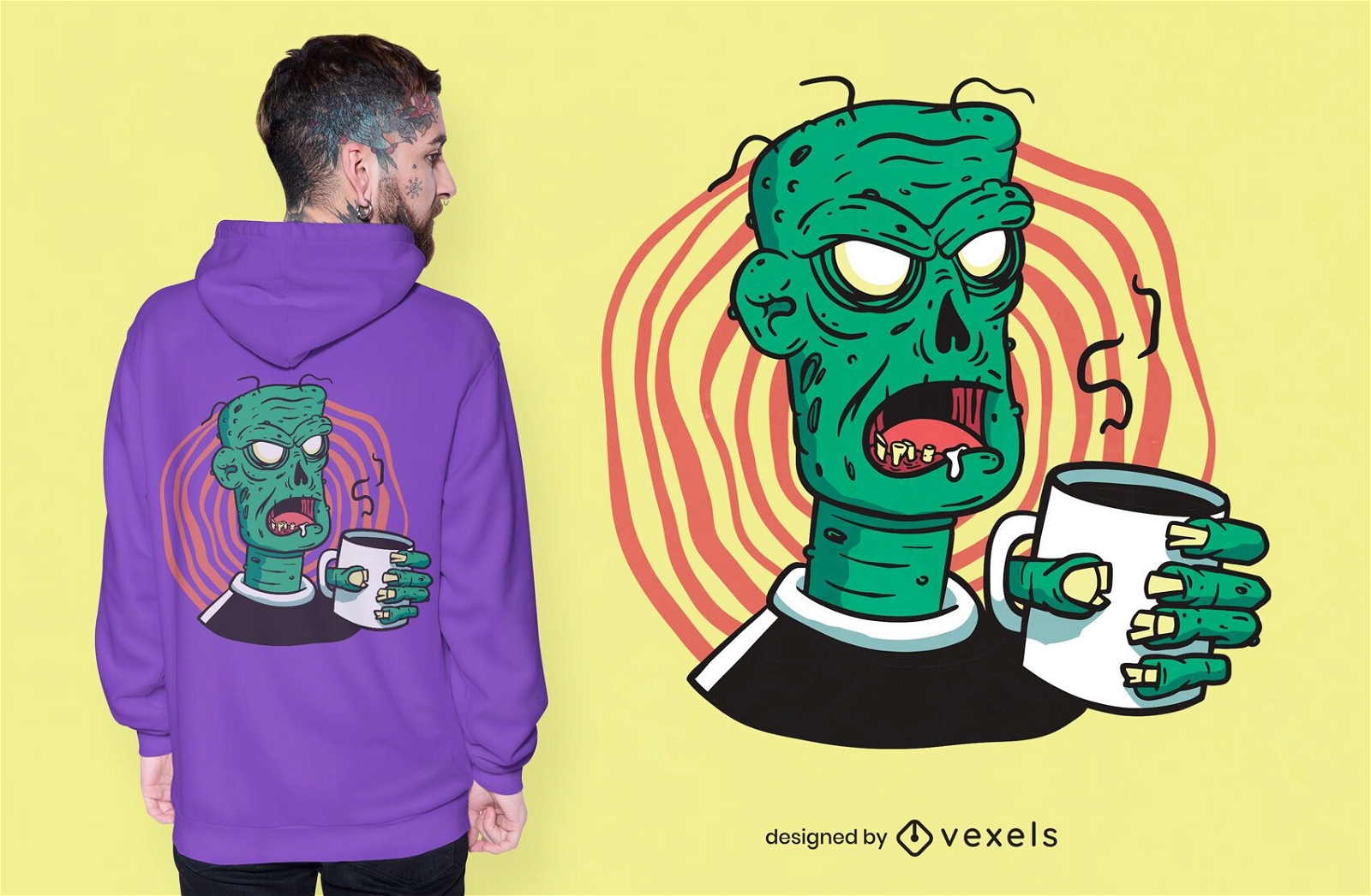 Coffee zombie t-shirt design