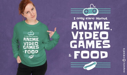 Design de camiseta de anime e videogame
