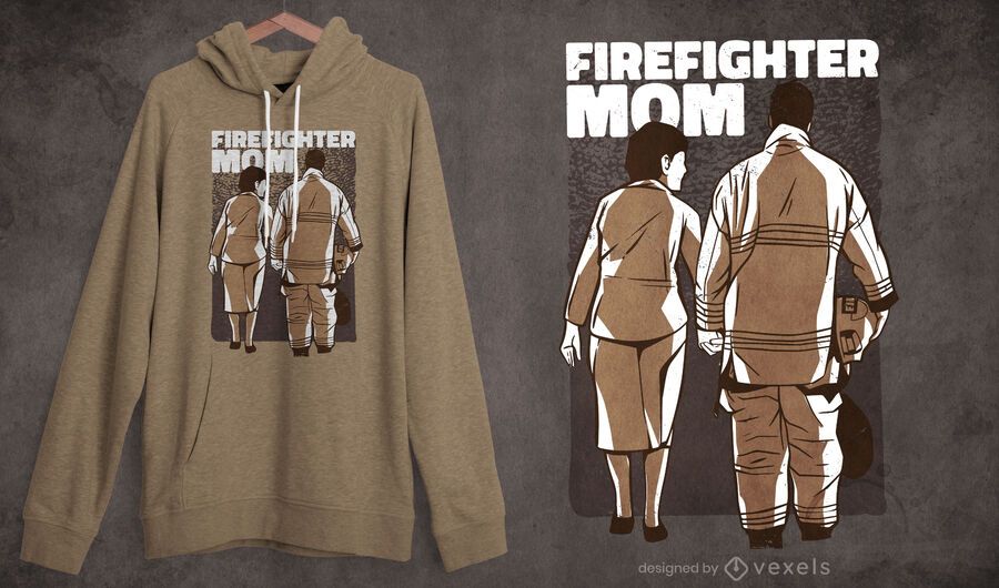 Diseño de camiseta madre bombero. Diseño de camiseta madre bombero.
