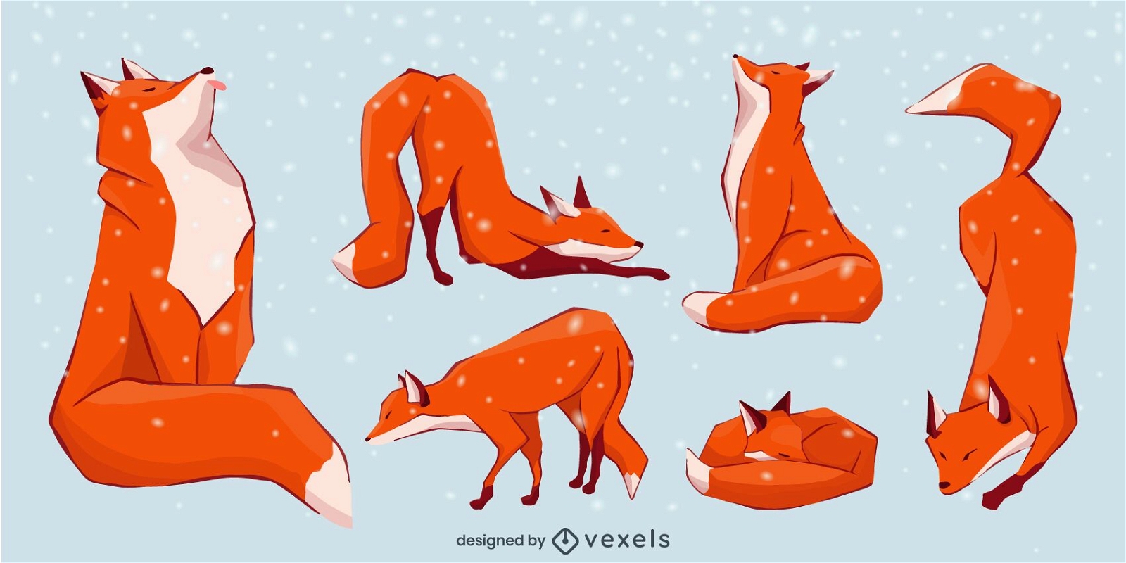 Fox flache Illustration gesetzt