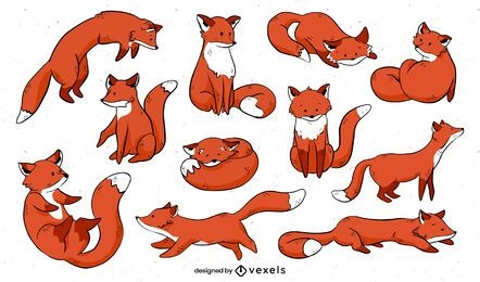 Cute cartoon fox set design