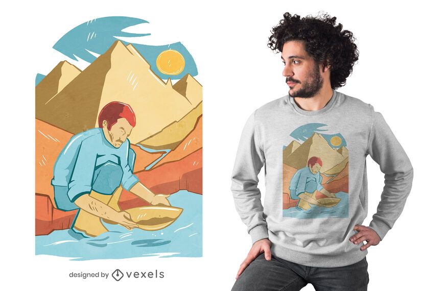 Gold panning t-shirt design Gold panning t-shirt design