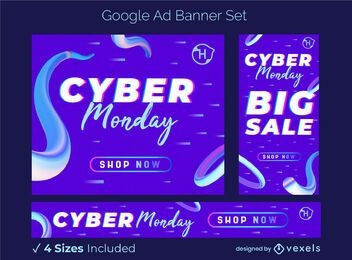 Cyber monday sale ad banner set
