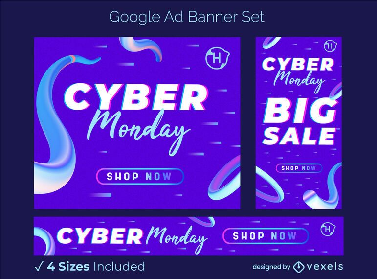 Cyber monday sale ad banner set Cyber monday sale ad banner set