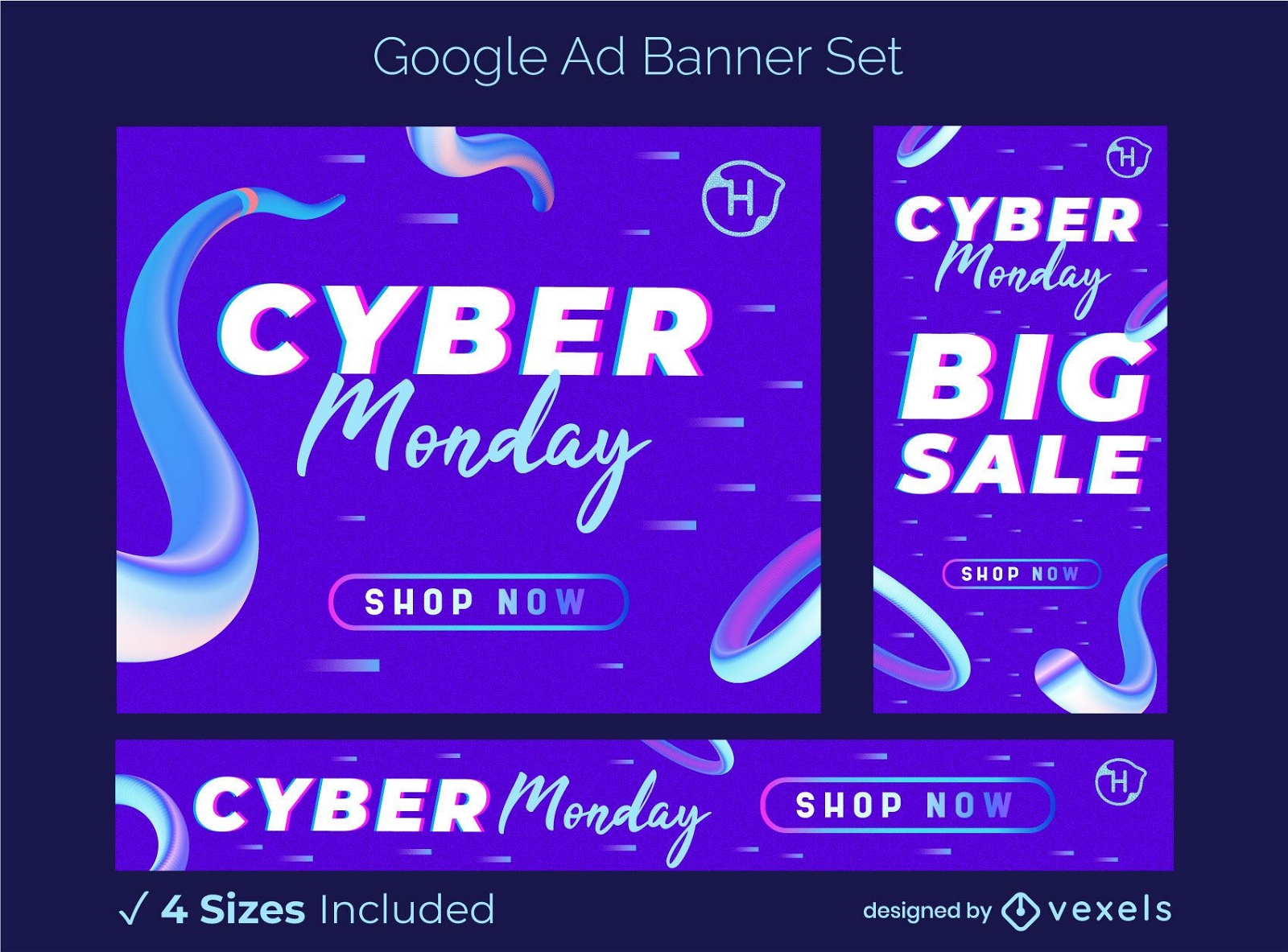 Conjunto de banner de anúncio de venda da Cyber segunda-feira