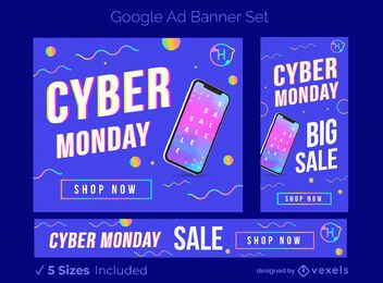 Conjunto de banners de anuncios de venta de cyber monday