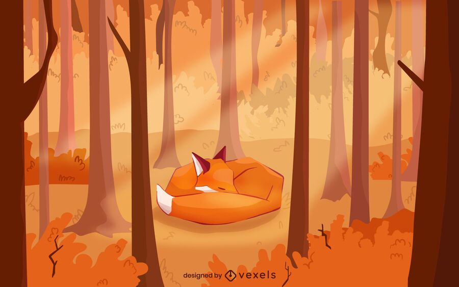 Autumn fox illustration design Autumn fox illustration design