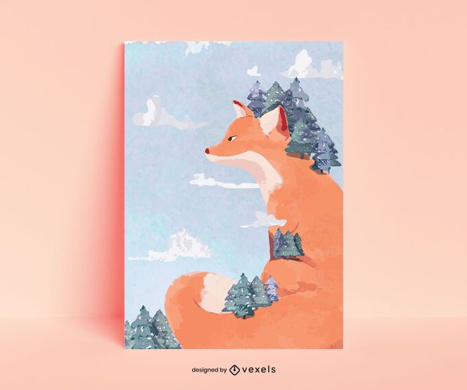 Desenho de pôster Fox Forest Desenho de pôster Fox Forest