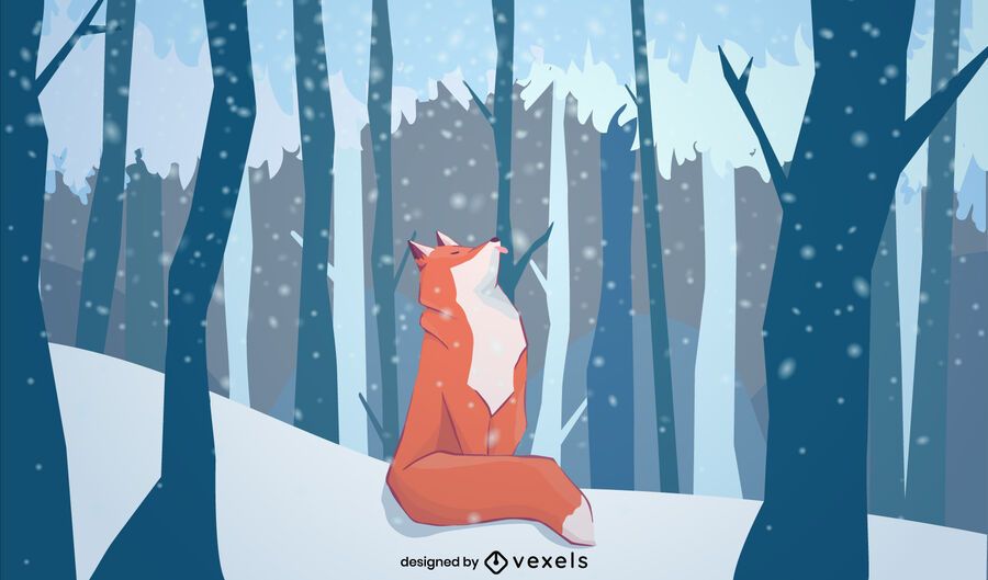 Winter fox illustration design Winter fox illustration design