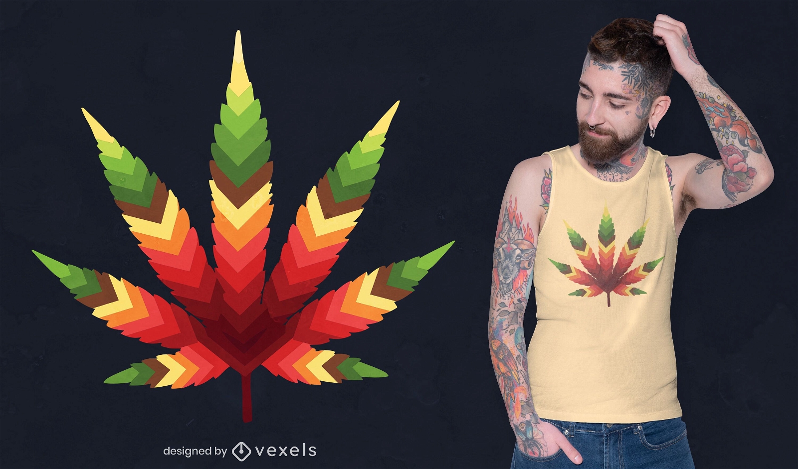 Design de t-shirt de folha de cannabis
