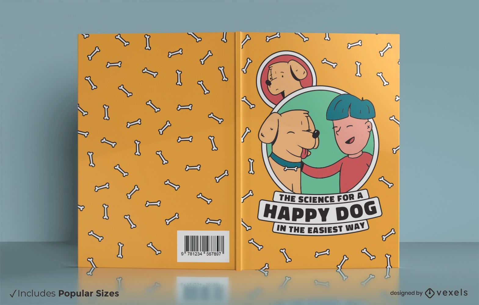 Design da capa do livro do cachorro feliz