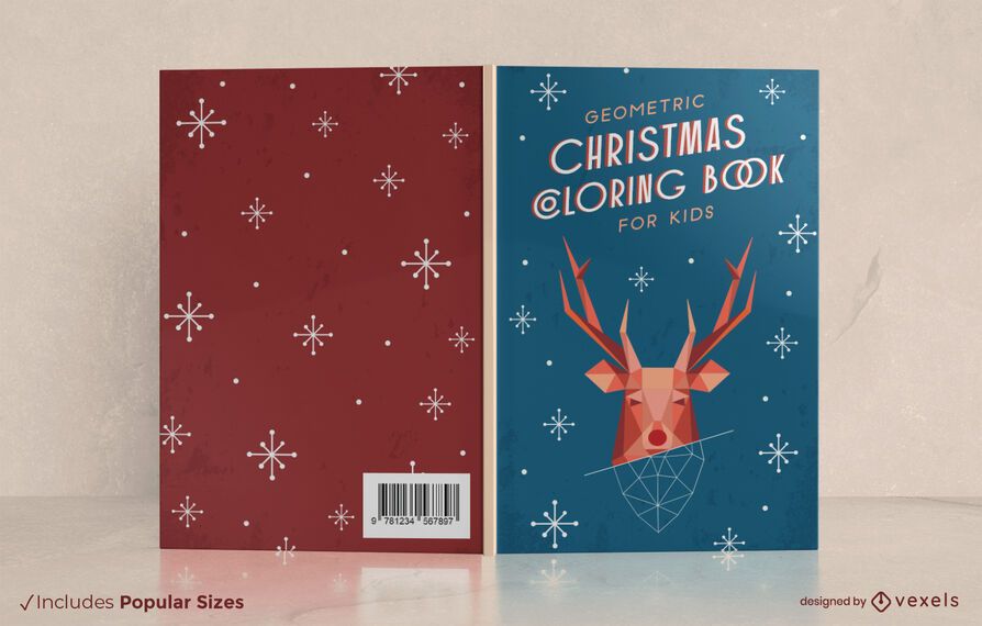 Geometric christmas coloring book cover design Geometric christmas coloring book cover design