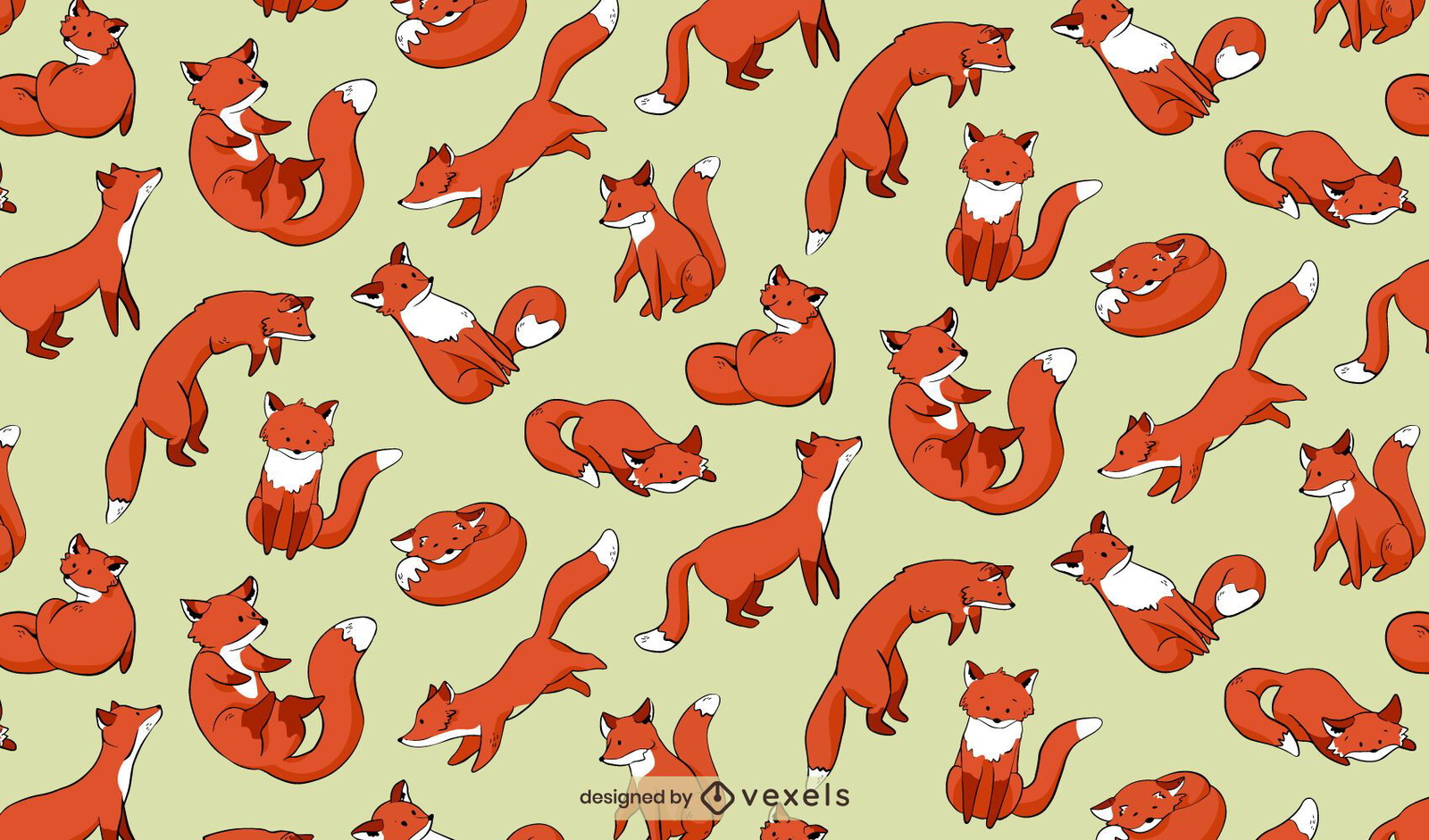 Cute Fox Pattern Design Vector Download