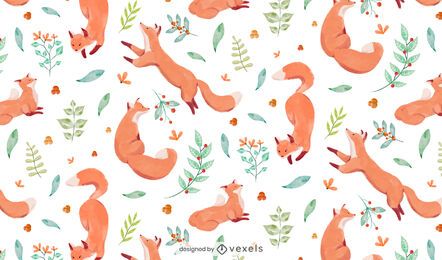 Watercolor fox pattern design