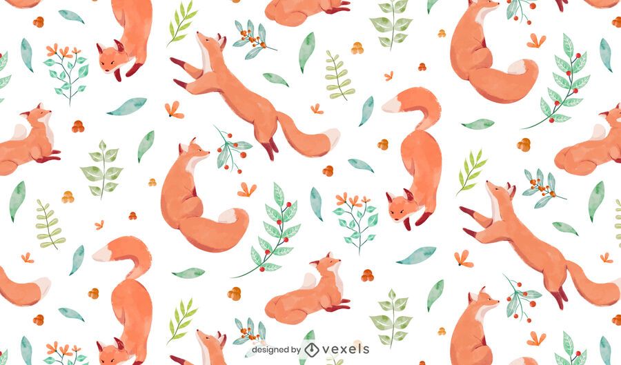 Watercolor fox pattern design Watercolor fox pattern design