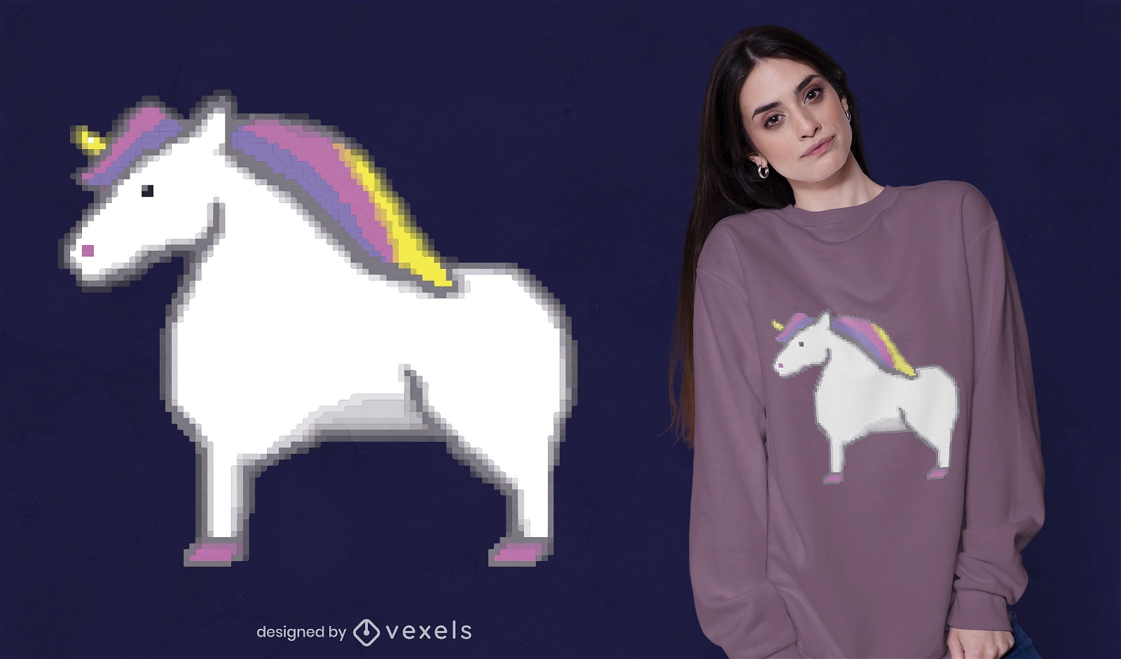 Pixel unicorn t-shirt design